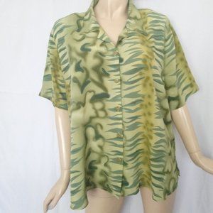 MIRROR IMAGE Green's Button Down Shirt Sz 1X